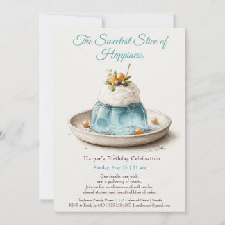 Eleganter Blue Watercolor Cake zum Geburtstag Einl Einladung