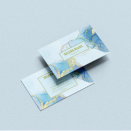 Eleganter Blue Watercolor & Gold Glitzer Visitenkarte