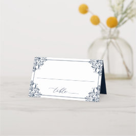 Eleganter Blue Wedding Vintag Classic Place Ca Platzkarte