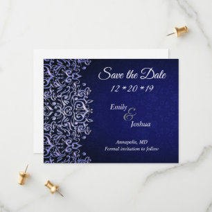 Eleganter Blue & White Damask   Hochzeit Save The Date