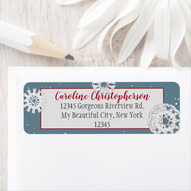 Eleganter Blue White Dog Cat Snowflake Weihnachten (Insitu)