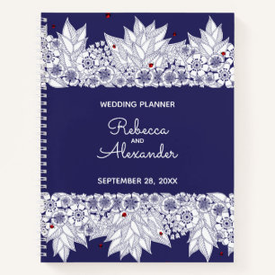Eleganter Blue White Wedding Planer Notizbuch