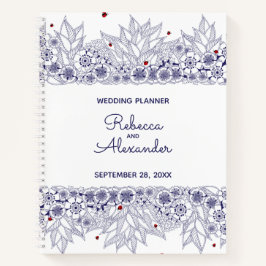 Eleganter Blue White Wedding Planer Notizbuch