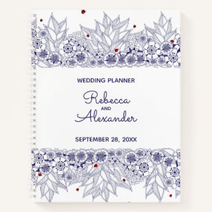 Eleganter Blue White Wedding Planer Notizbuch
