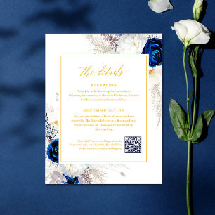 Eleganter Blue & Yellow Floral Details UAWG QR Cod Begleitkarte