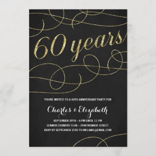 Eleganter Blüh   Imitate Gold Foil 60 Jahre alt Einladung