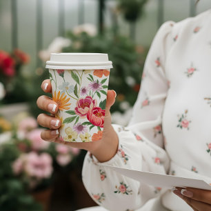 Eleganter blühender botanischer Garten Girly Pappbecher