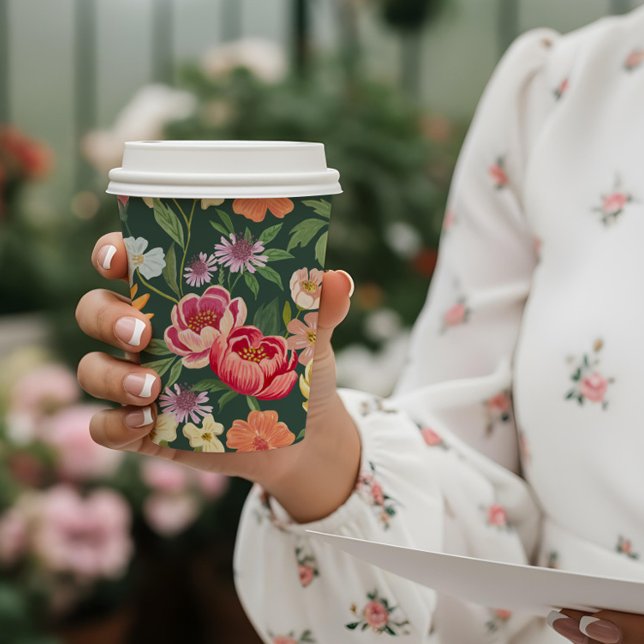 Eleganter blühender botanischer Garten Girly Pappbecher (Elegant Blooming Floral Botanical Garden Girly Paper Cups)