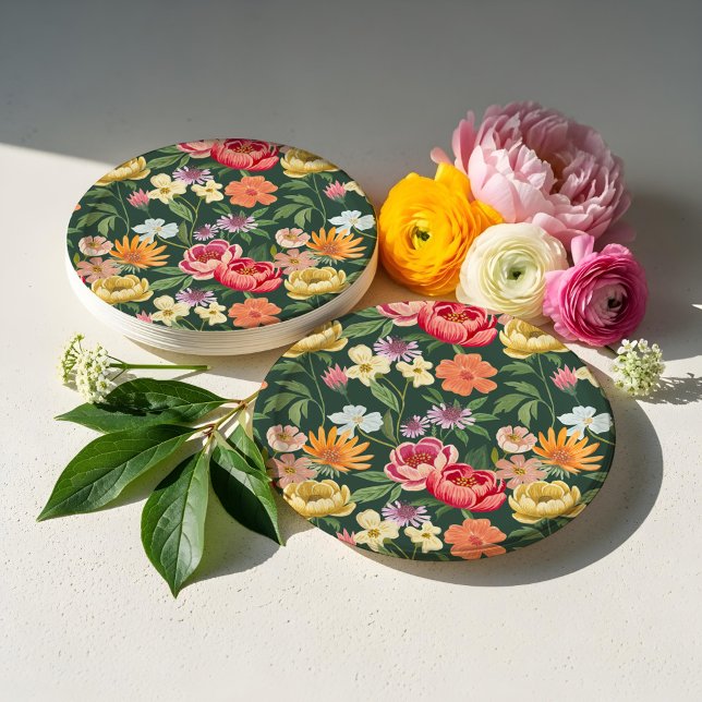 Eleganter blühender botanischer Garten Girly Pappteller (Elegant Blooming Floral Botanical Garden Girly Paper Plates)