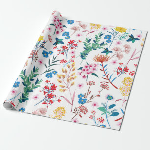 Eleganter blühender Garten in kleiner Hand gezeich Geschenkpapier