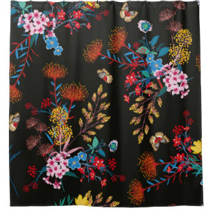 Eleganter blühender Garten mit Blumen und Schmette Duschvorhang