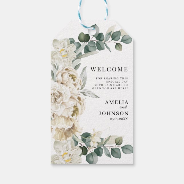 Eleganter, blühender Hochzeitsvorteil Geschenkanhänger (Rückseite)