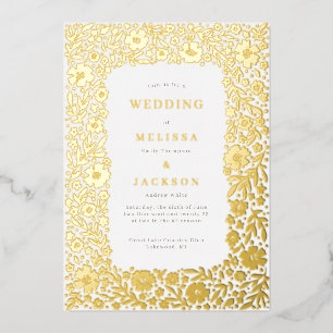 Eleganter blühender Rahmen Hochzeitsfolie Folieneinladung