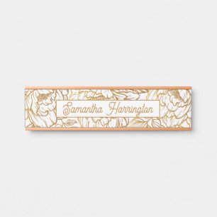 Eleganter Blume Muster individuelle Name Türschild