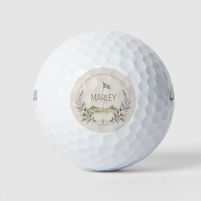 Eleganter Blumen Damen Name Golfball (Vorderseite)