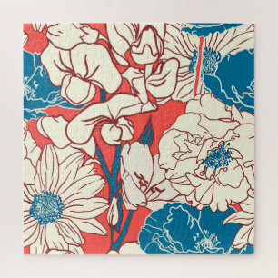 Eleganter Blumen Garten: Vintage nahtloses Design Puzzle