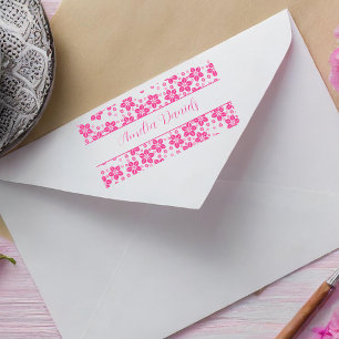 Eleganter Blumen Namensstempel Permastempel