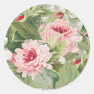 Eleganter Blumenaufkleber Vintage Rose Runder Aufkleber