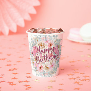 Eleganter Blumenbecher Geburtstagsfeier Cup Pappbecher