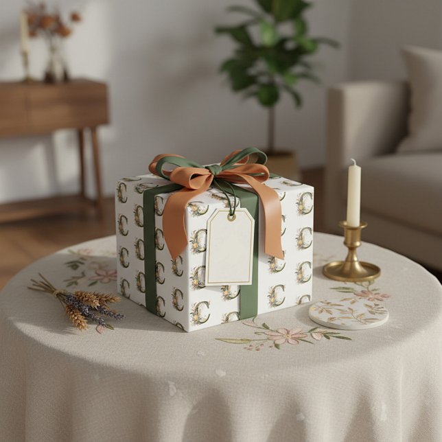 Eleganter Blumenbrief C Geschenkpapier (Von Creator hochgeladen)