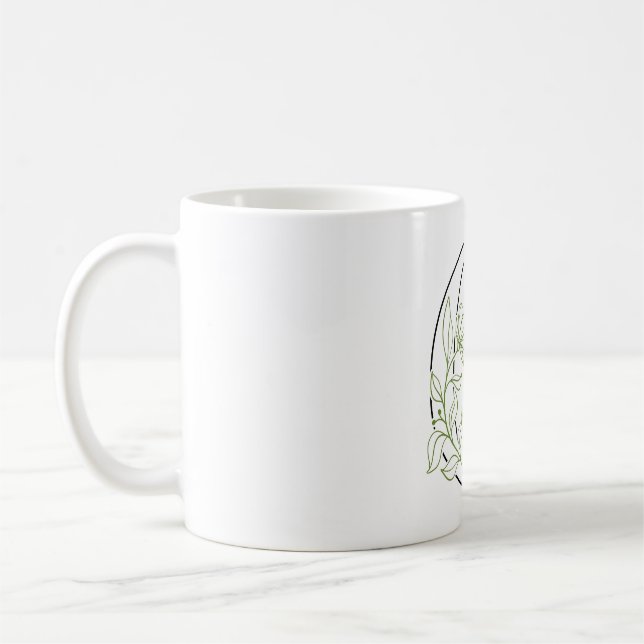 Eleganter Blumenbrief C - Minimalistischer botanis Kaffeetasse (Links)