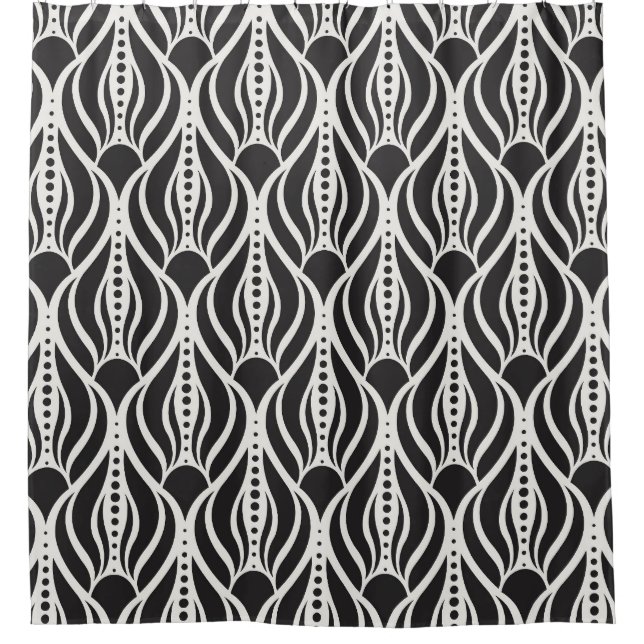 Eleganter Blumendampfer, nahtloser Jugendstil-Patt Duschvorhang (Vorderseite)