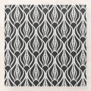 Eleganter Blumendampfer, nahtloser Jugendstil-Patt Glasuntersetzer