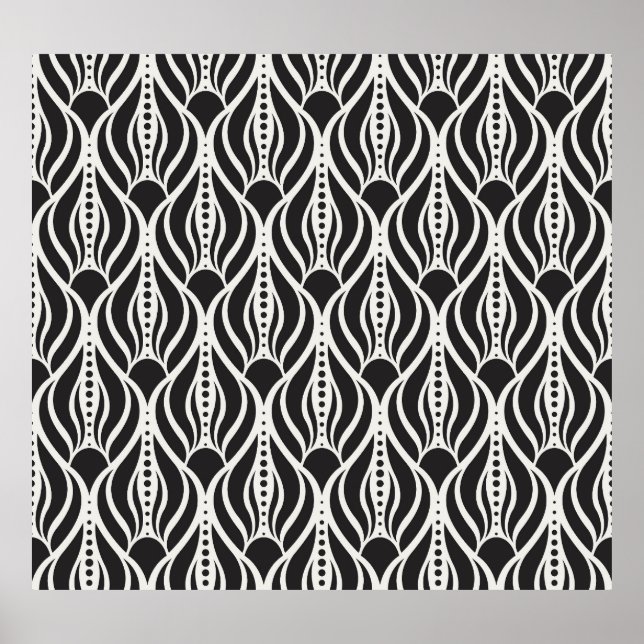 Eleganter Blumendampfer, nahtloser Jugendstil-Patt Poster (Vorne)