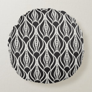 Eleganter Blumendampfer, nahtloser Jugendstil-Patt Rundes Kissen