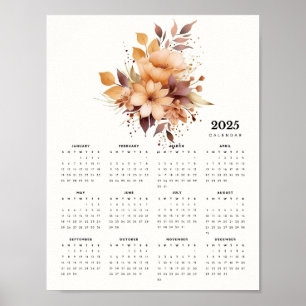 Eleganter Blumendesign Beige Blume Kalender Poster