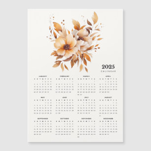 Eleganter Blumendesign Beige Magnetkalender Magnetkarte