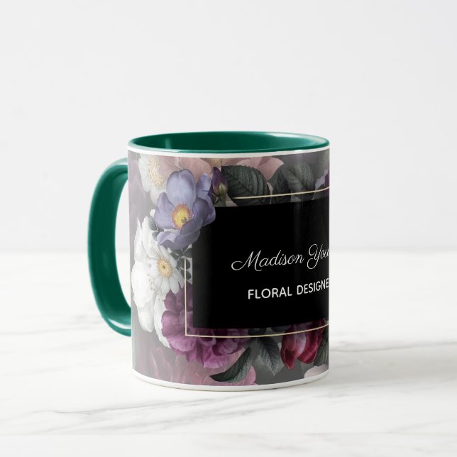 Eleganter Blumendesigner individuell Tasse (Vorderseite Links)