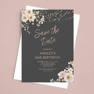 Eleganter Blumenerwacht zum Geburtstag Save The Date