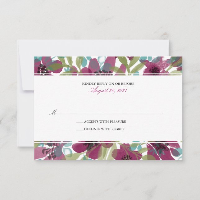 Eleganter Blumengarten | Hochzeit RSVP (Vorderseite)