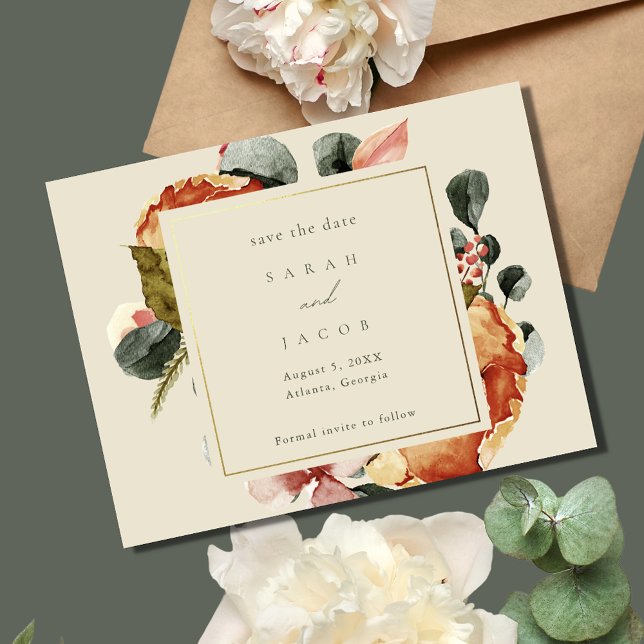 Eleganter Blumengarten Hochzeit Save The Date (Elegant Floral Garden Wedding Save The Date)