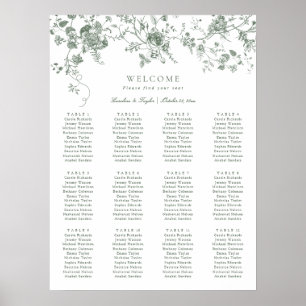 Eleganter Blumengarten Hochzeitsplan Poster