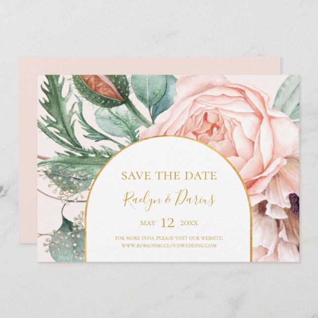Eleganter Blumengarten | Horizontal pastel Save The Date (Vorne/Hinten)