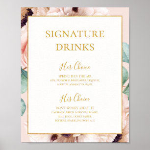 Eleganter Blumengarten   Pastellfarbene Signature- Poster