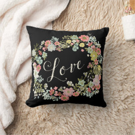 Eleganter Blumengarten Schöne Liebe Schwarzes Kiss Kissen