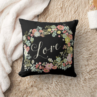 Eleganter Blumengarten Schöne Liebe Schwarzes Kiss Kissen