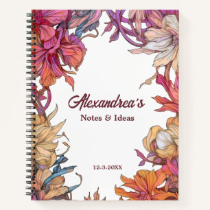 Eleganter Blumengarten Wasserfarbene Blume Notizbuch