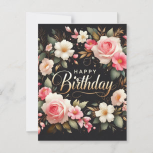 Eleganter Blumengeburtstag Postkarte