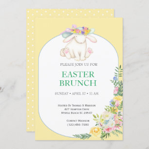 Eleganter, blumengelber Osterbrunch Einladung