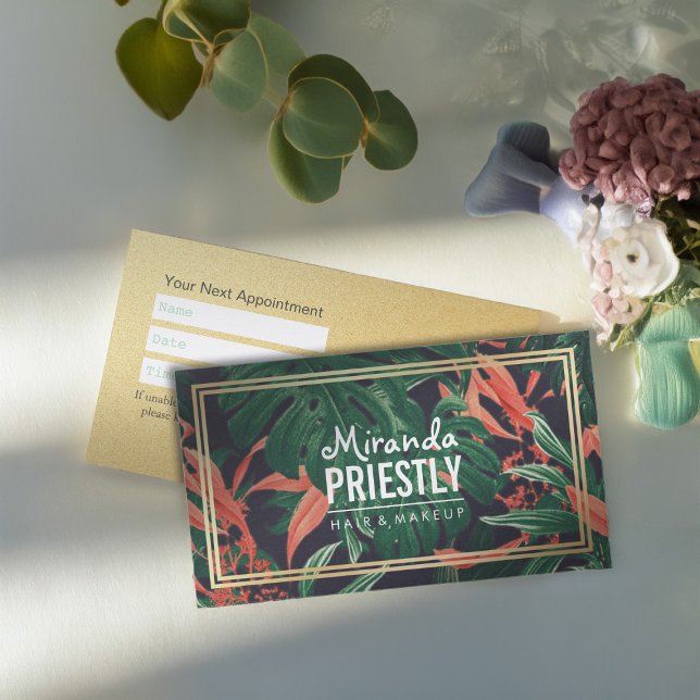 Eleganter Blumengoldrahmen Makeup Salon Ernennung Terminkarte (Von Creator hochgeladen)