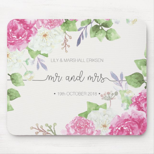 Eleganter Blumenherr u. Frau Wedding | Mousepad (Vorne)