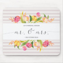 Eleganter Blumenherr u. Frau Wedding | Mousepad