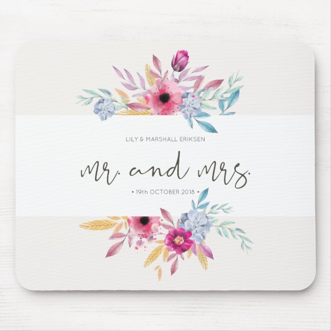 Eleganter Blumenherr u. Frau Wedding | Mousepad (Vorne)