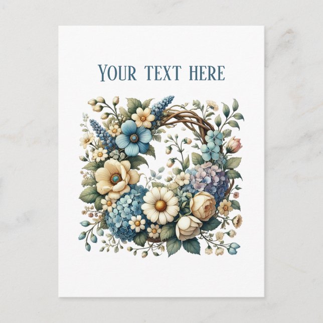 Eleganter Blumenkranz anpassbar Postkarte (Vorderseite)