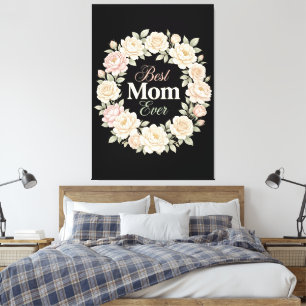 Eleganter Blumenkranz Beste Mutter Aller Zeiten Leinwanddruck