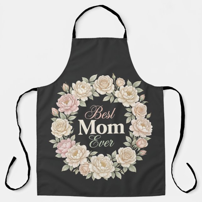 Eleganter Blumenkranz Beste Mutter Aller Zeiten Schürze (Vorderseite)